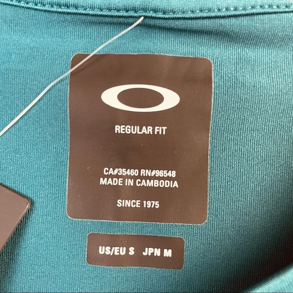 Oakley Ellipse Logo Rashguard SS Shirt Petrol Green Men’s Sz Small Athletic Slim - Picture 4 of 6
